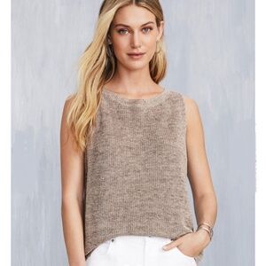 Eileen Fisher size M Melange sleeveless sweater organic linen tan relaxed fit